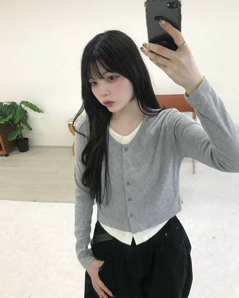 レイヤードクロップドリブカーディガン | ファッション通販