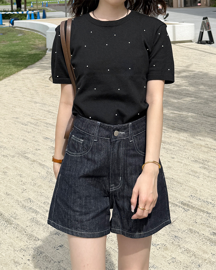 パール半袖ニット