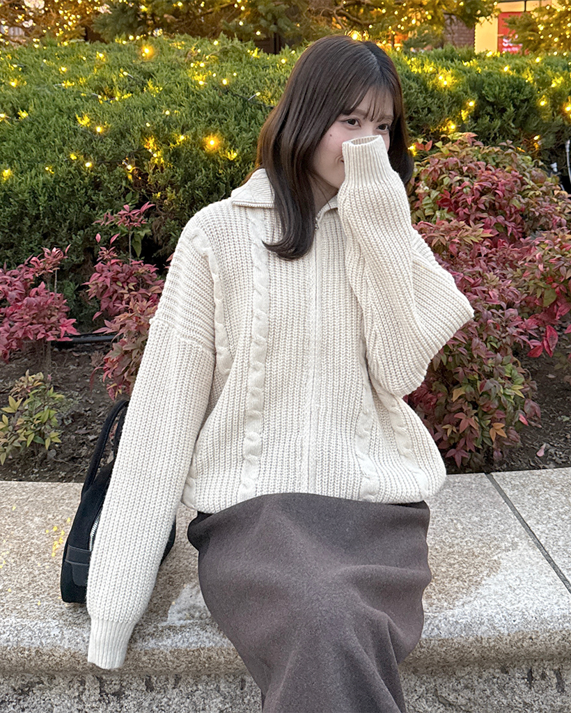 2WAYケーブルニットジップアップ | ファッション通販サイト NUGU