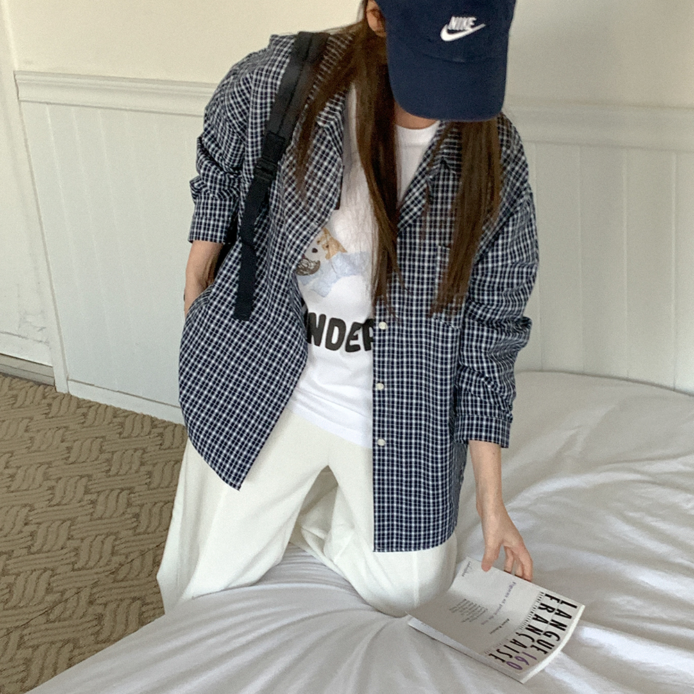 コットンチェックシャツ