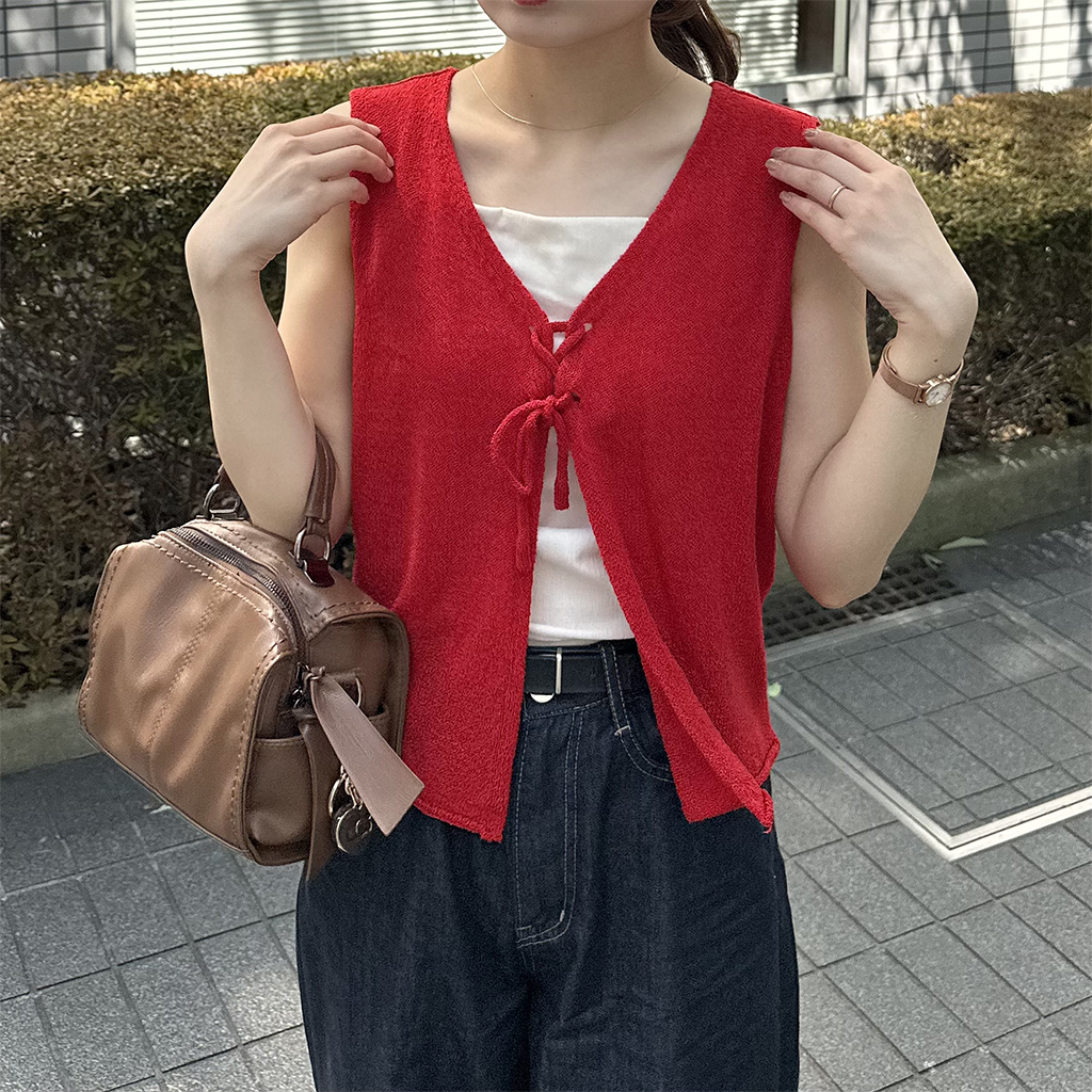 リボンニットベスト