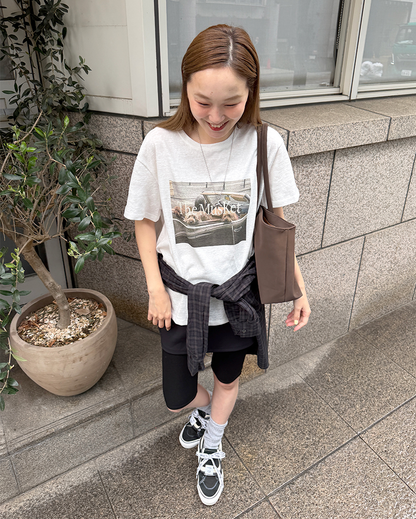 スクエアプリントショートスリーブTシャツ