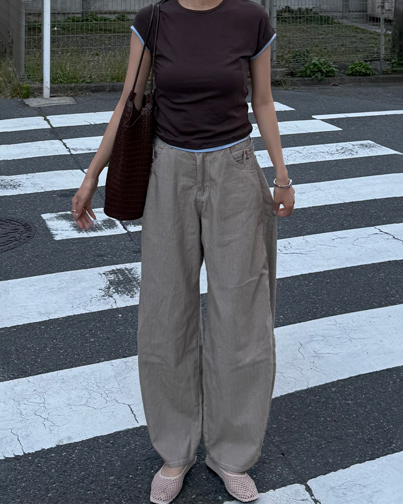 ベルト付きサマーワイドパンツ