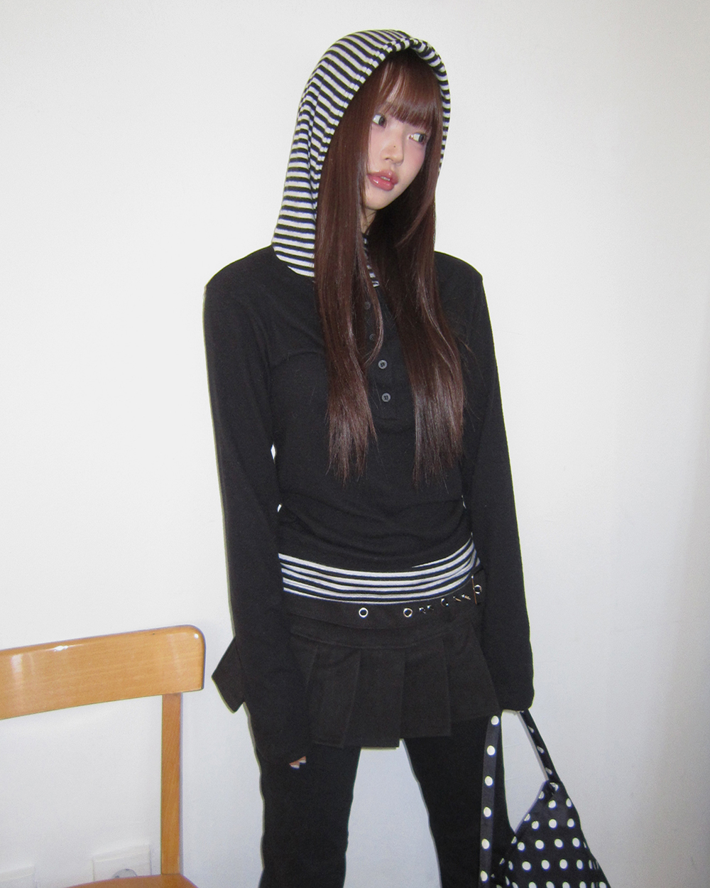 ハイネックバイカラーフリースパーカー