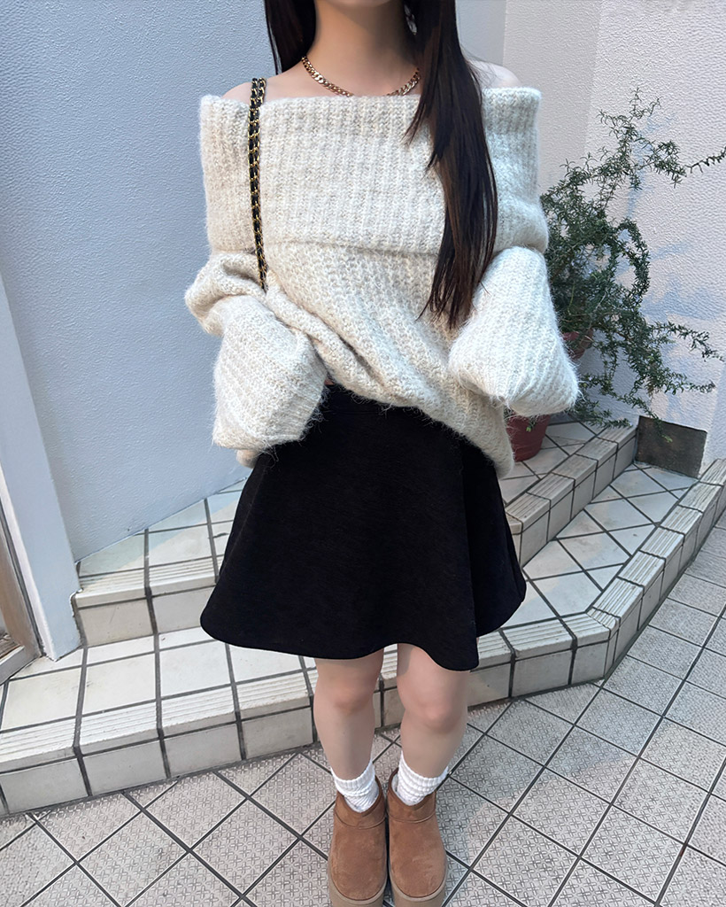 オーバーフィットオフショルダーニット | ファッション通販サイト NUGU