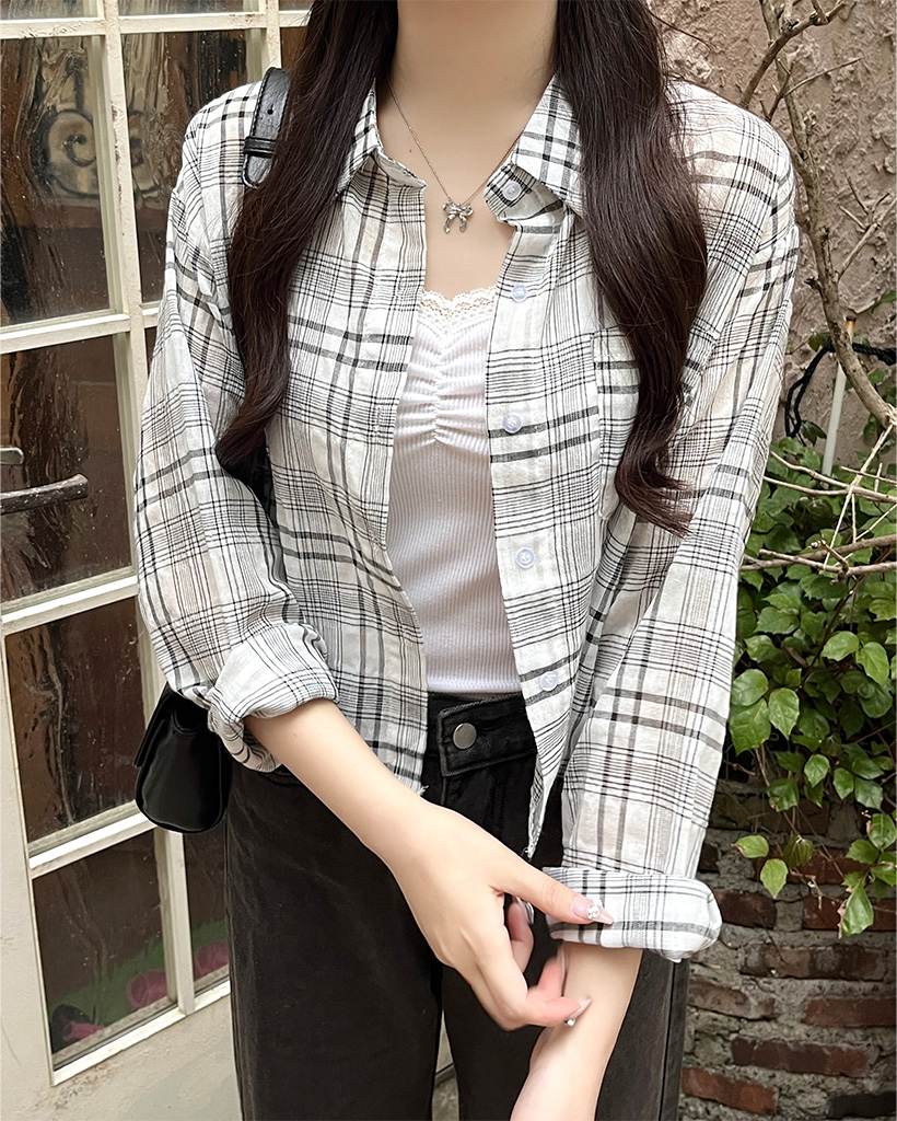 チェッククロップドシャツ