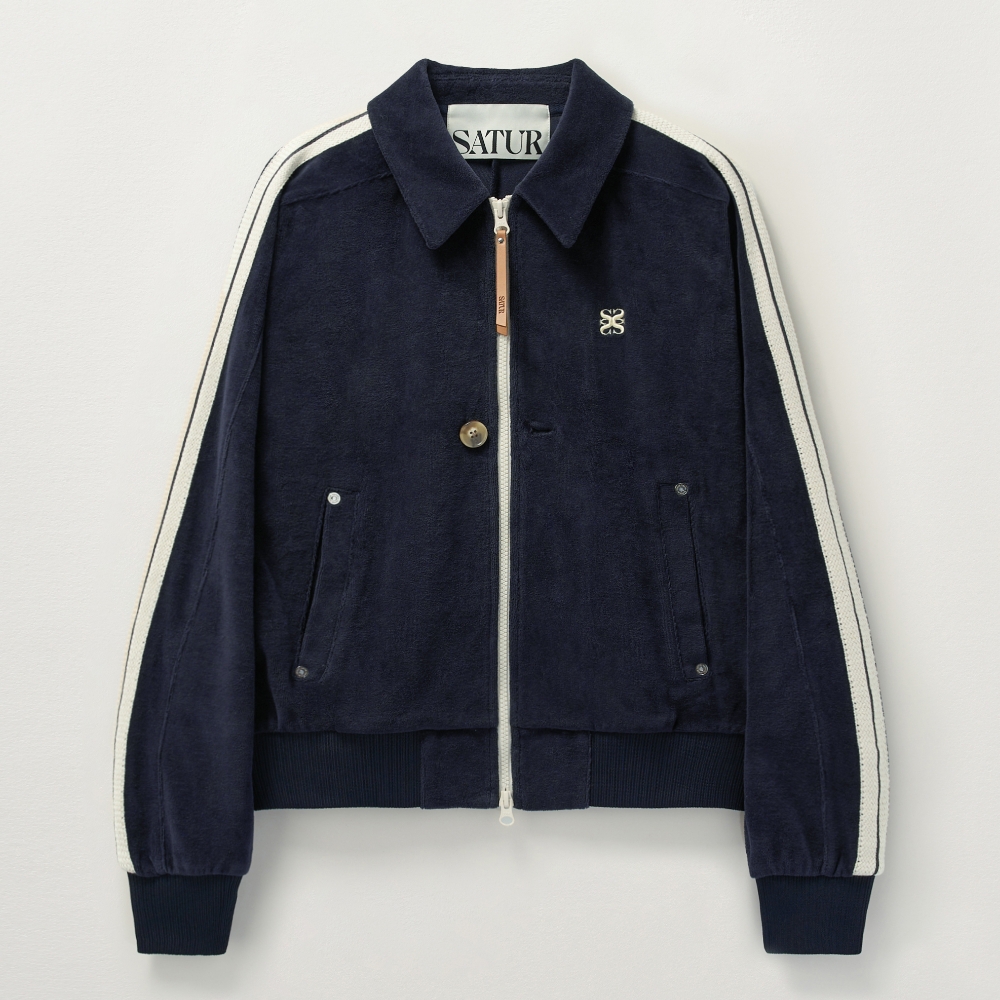 W) Lawton Velour Collar Jacket - Black | ファッション通販