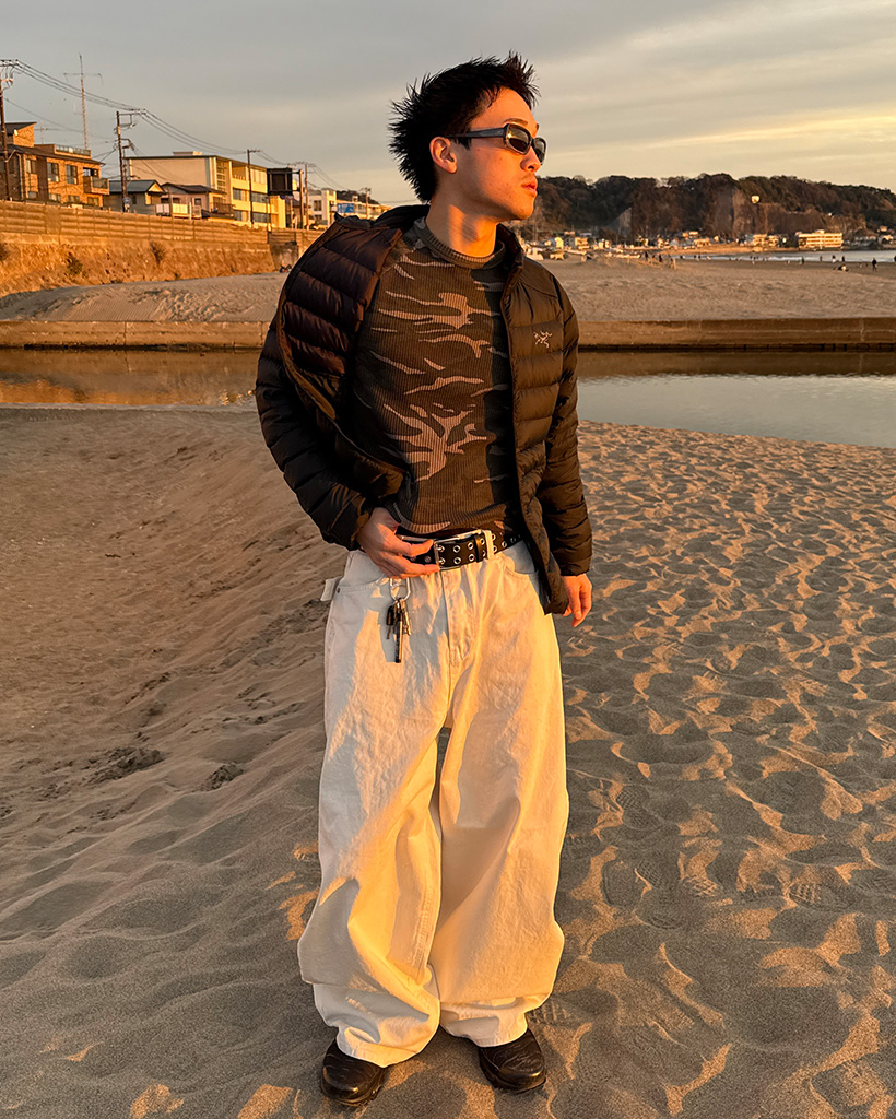 迷彩ワッフルロングTシャツ