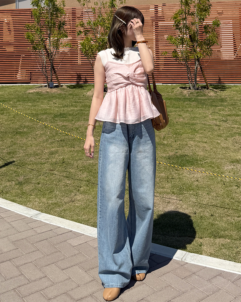 ウォッシュワイドデニムパンツ