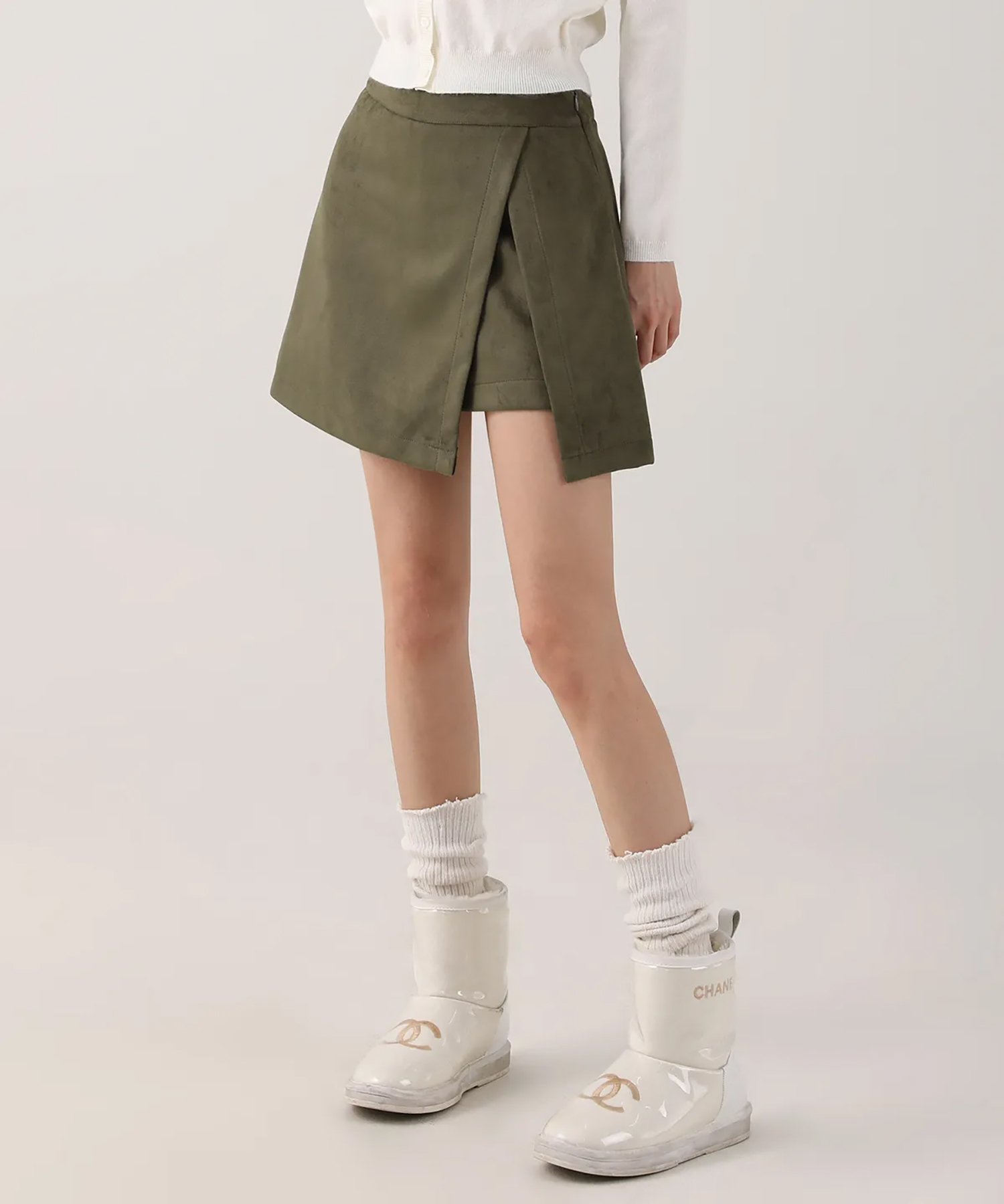 Suede Chic Slit Mini Skirt - 2COL