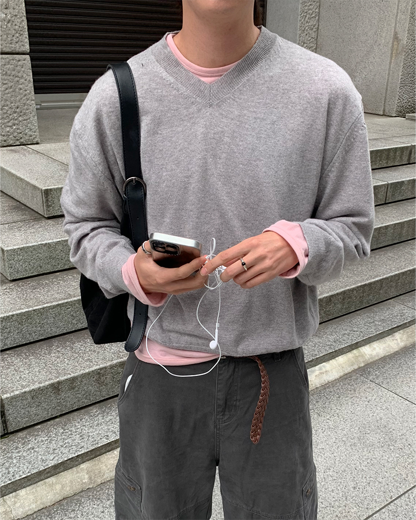 Vネック ロングスリーブ ニット
