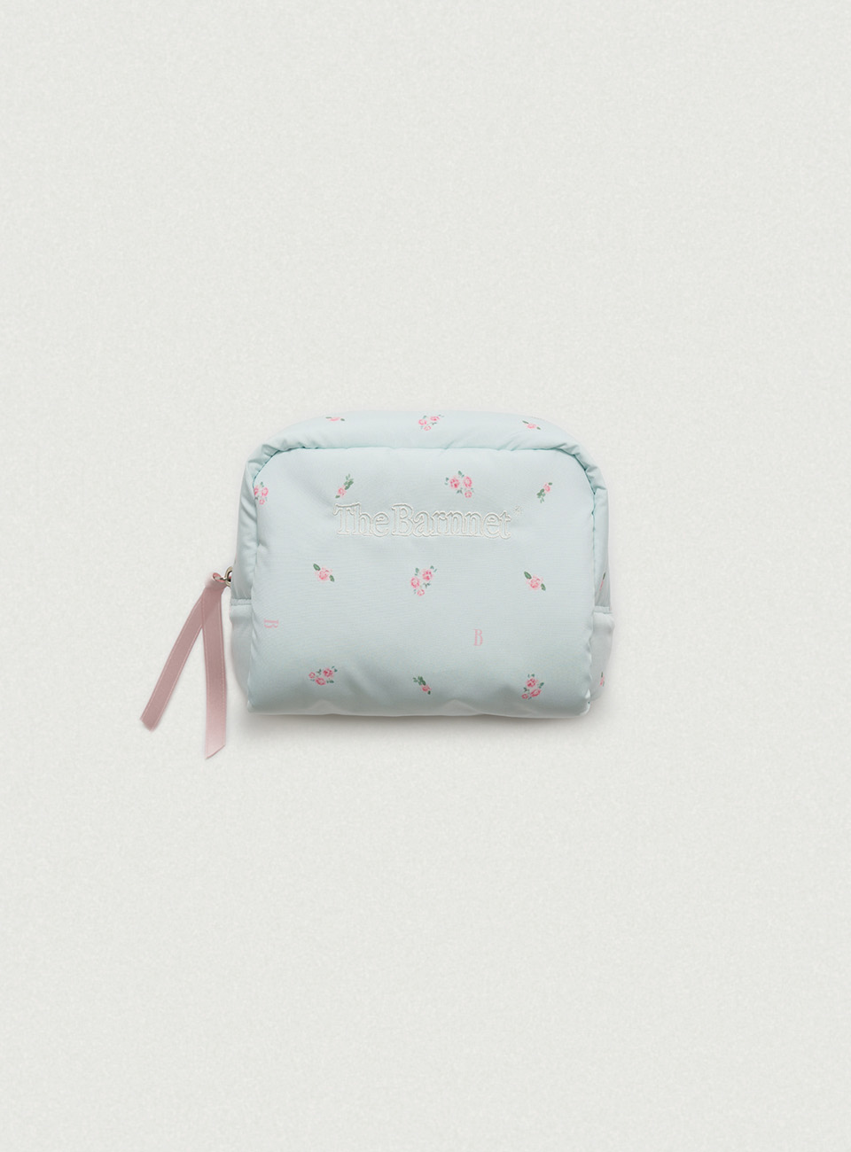 Mint Rosie Flower Pom-Pom Pouch