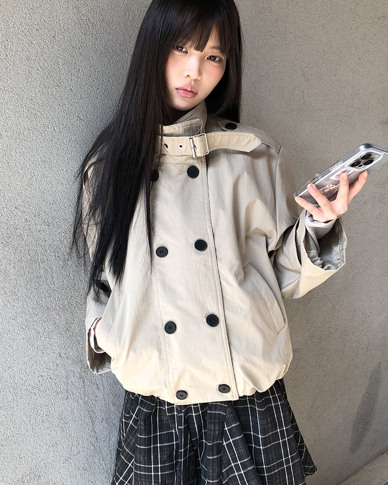ダブルトレンチショート丈ジャケット