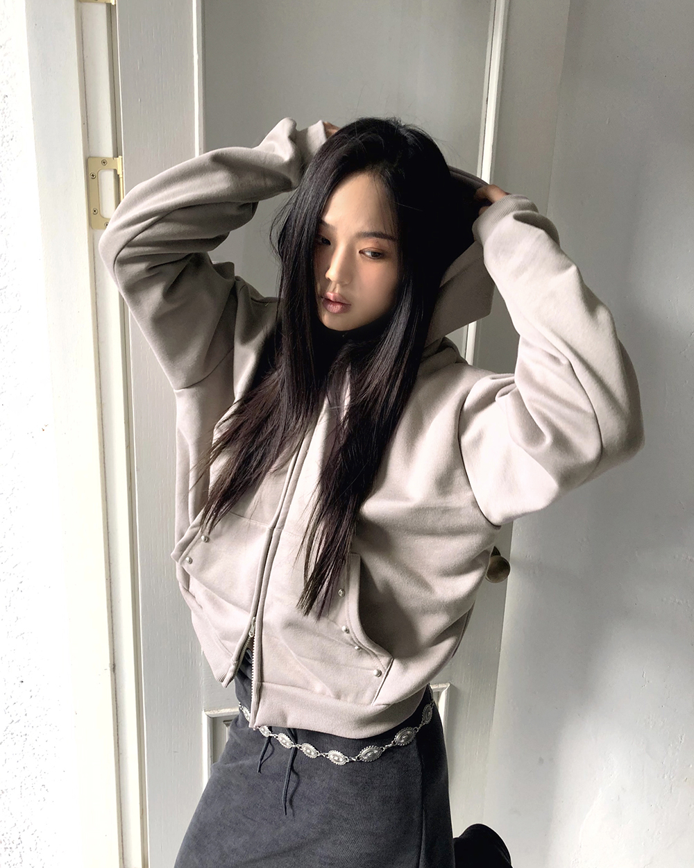 ダブルジップ裾ゴムフェイクレザージャケット | ファッション通販