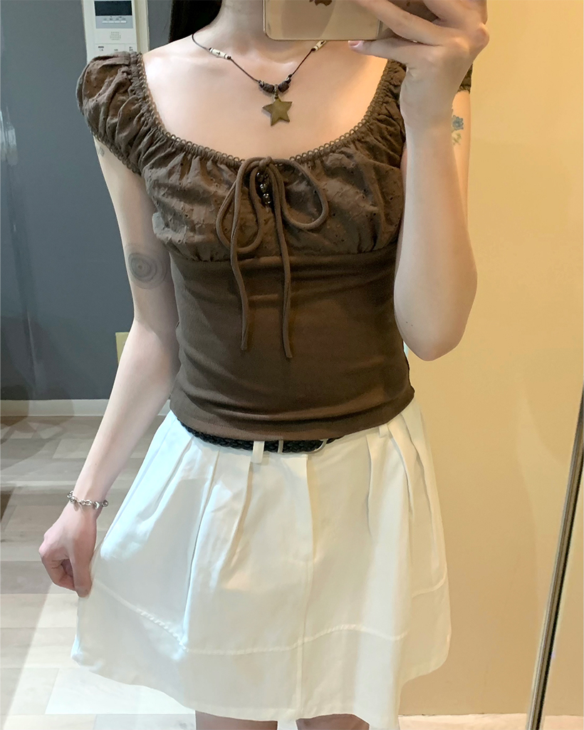 シャーリングリボンポイントTシャツ