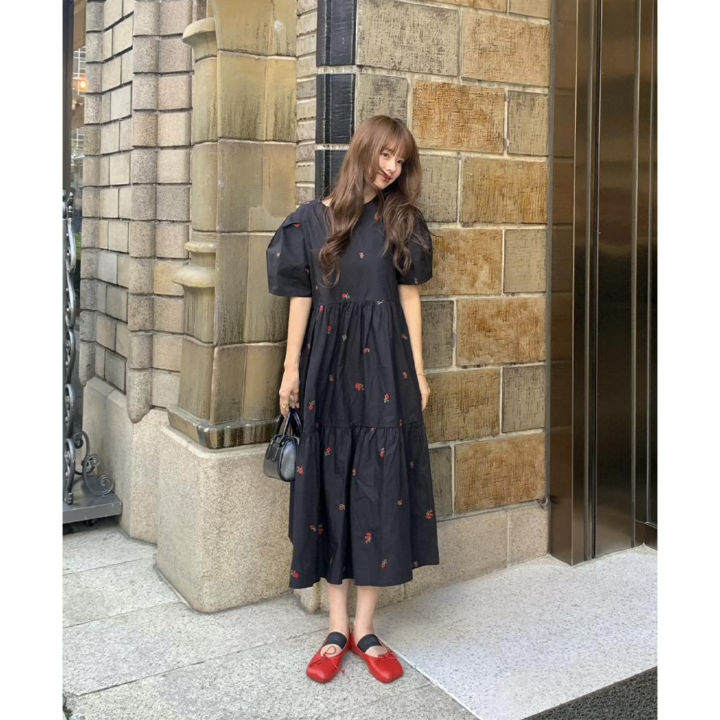 【nest Robe】ハンドエンブロイダリーカシュクールワンピース/ブラック nest Robe】ハンドエンブロイダリーカシュクールワンピース/ブラック