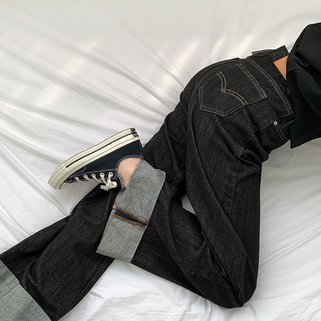セブンフェアリー  ロールアップデニム ノンフェードロールアップステッチローデニムパンツ