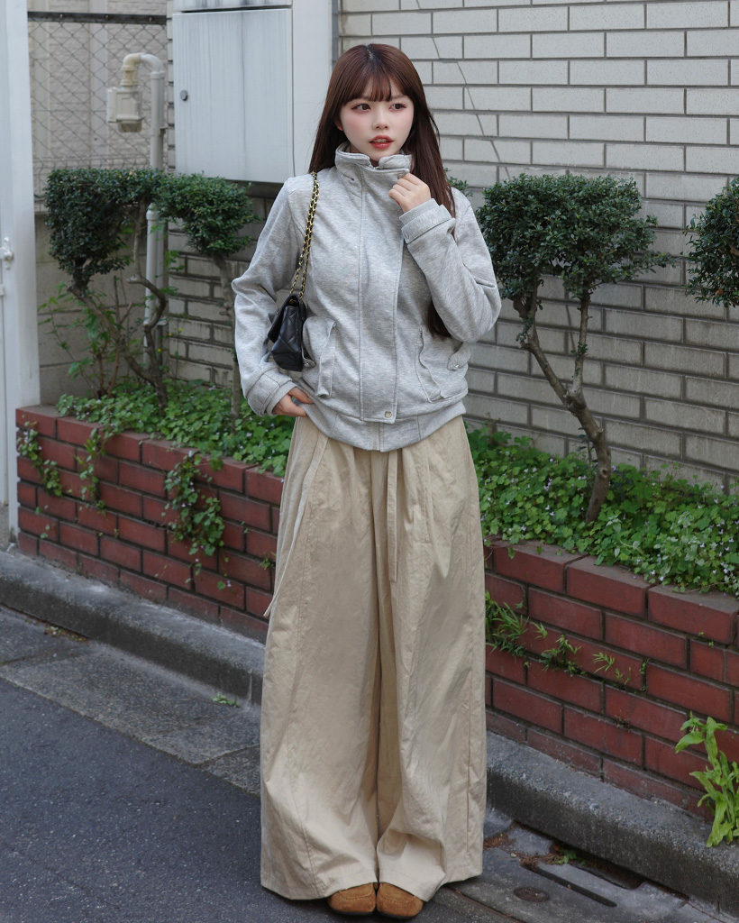 ウエストベルトワイドコットンパンツ