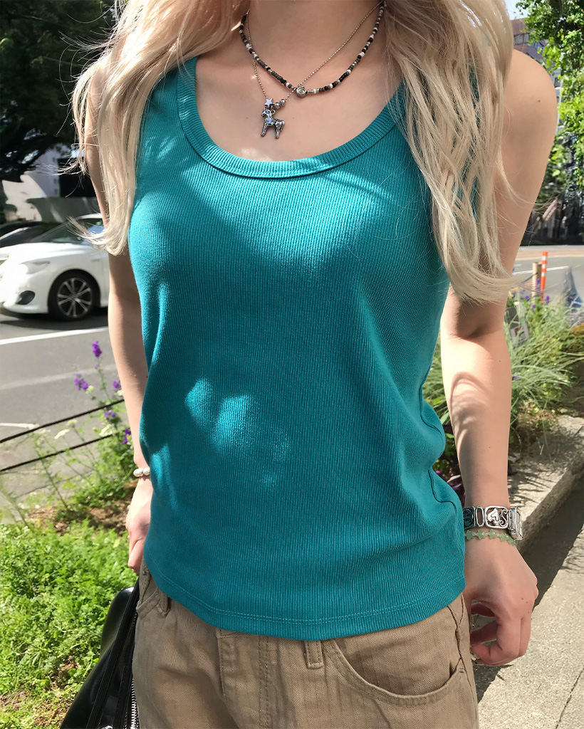 ジュエルネックリブキャミソール