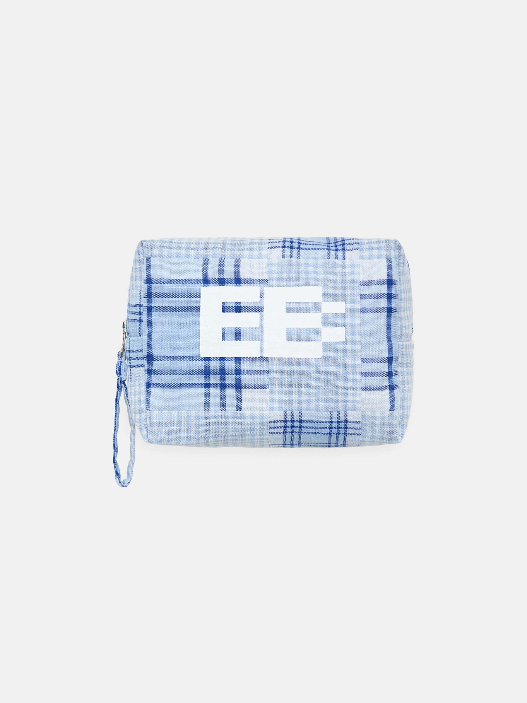 Mixed Checked Pouch (Sky)