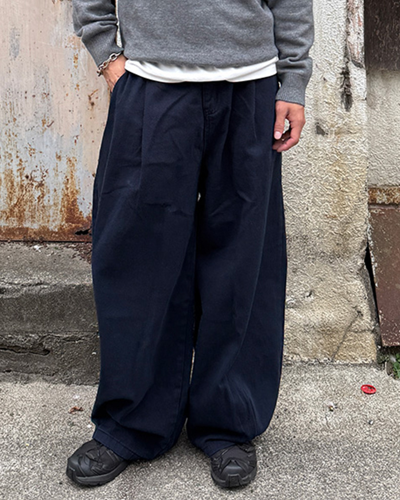 ピンタックワイドコットンパンツ