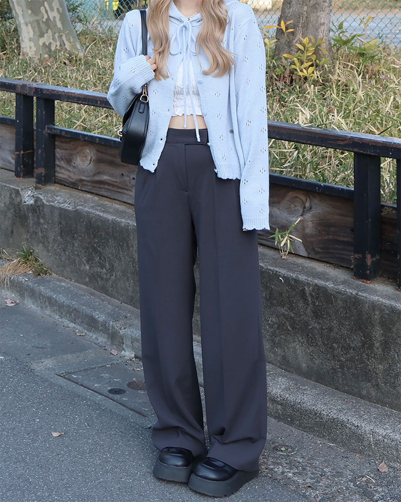 ウエストゴムタック入りワイドスラックス