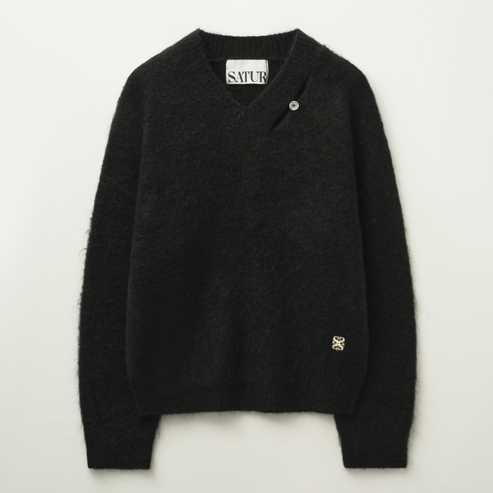 Essen Two Tone Mohair Pullover Knit - Black | ファッション通販
