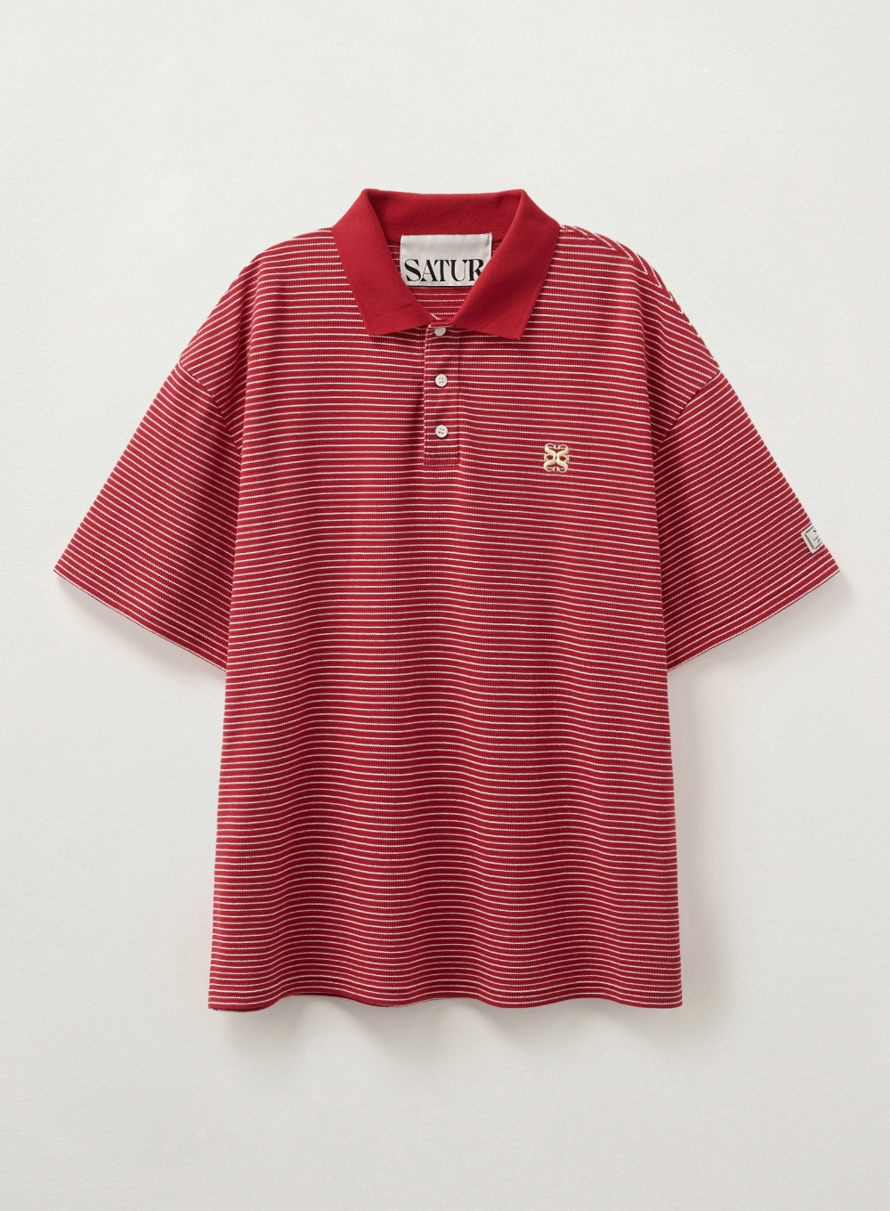 Stripe Collar T-Shirt - Red