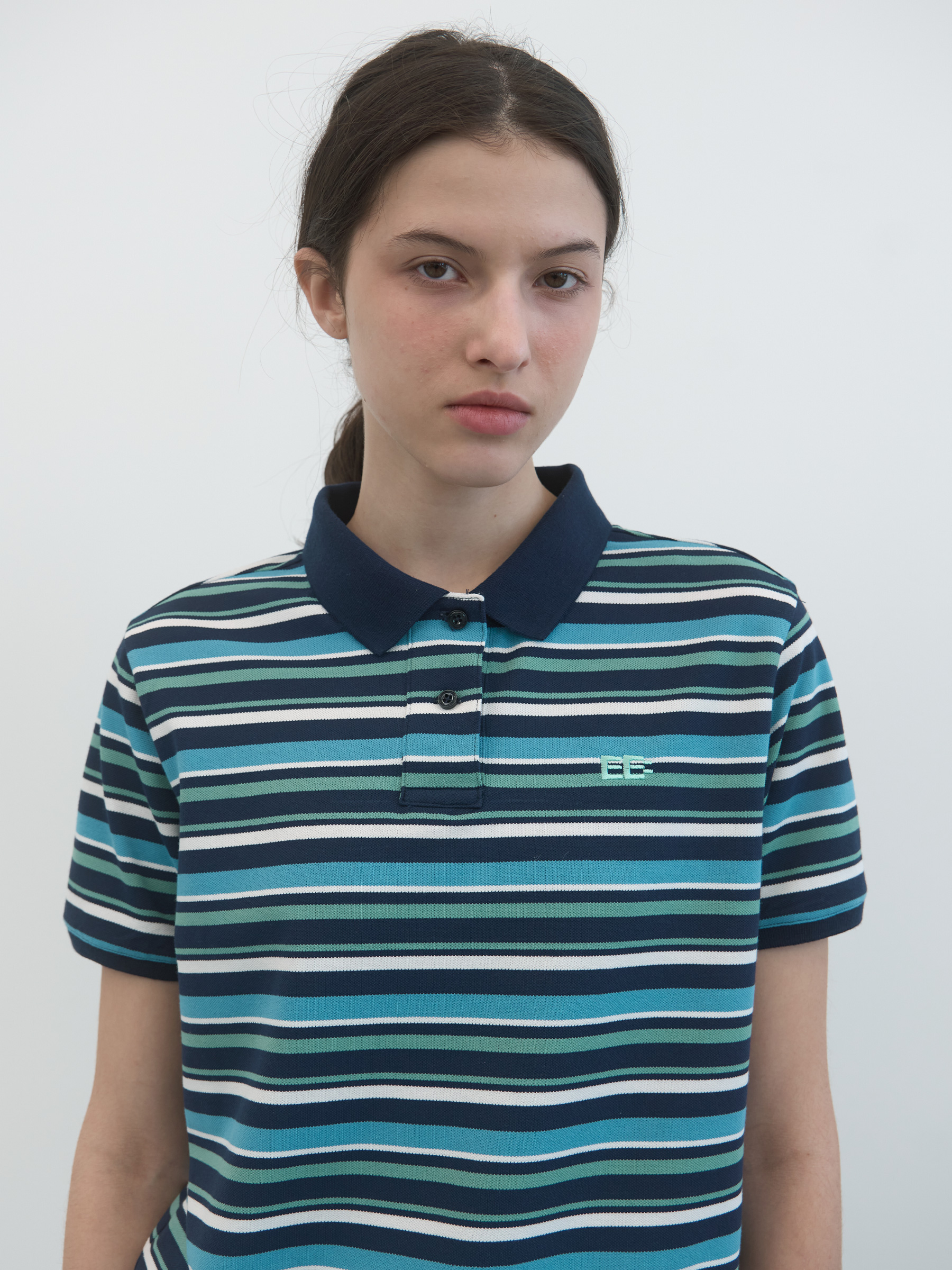 Striped Pique Shirt (Navy Stripe)