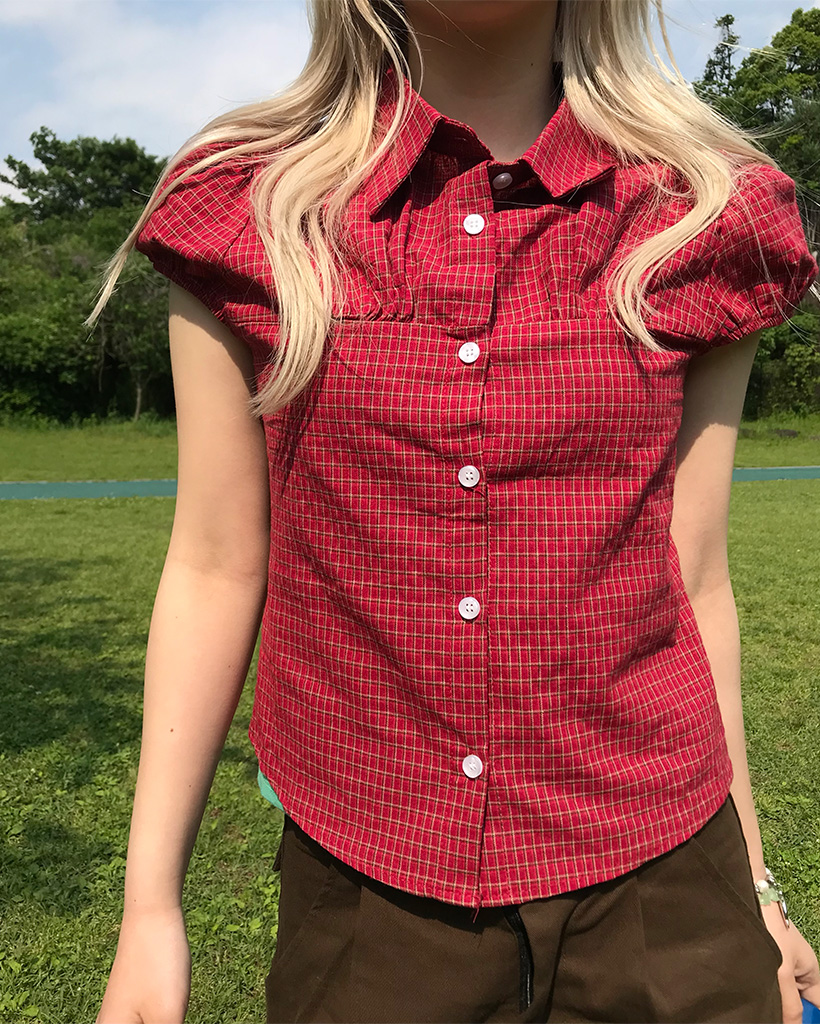 45rpm　ブラウス　レッド　チェック　半袖 45rpm - 45rpm ブラウス レッド チェック 半袖の通販 by ななはち's