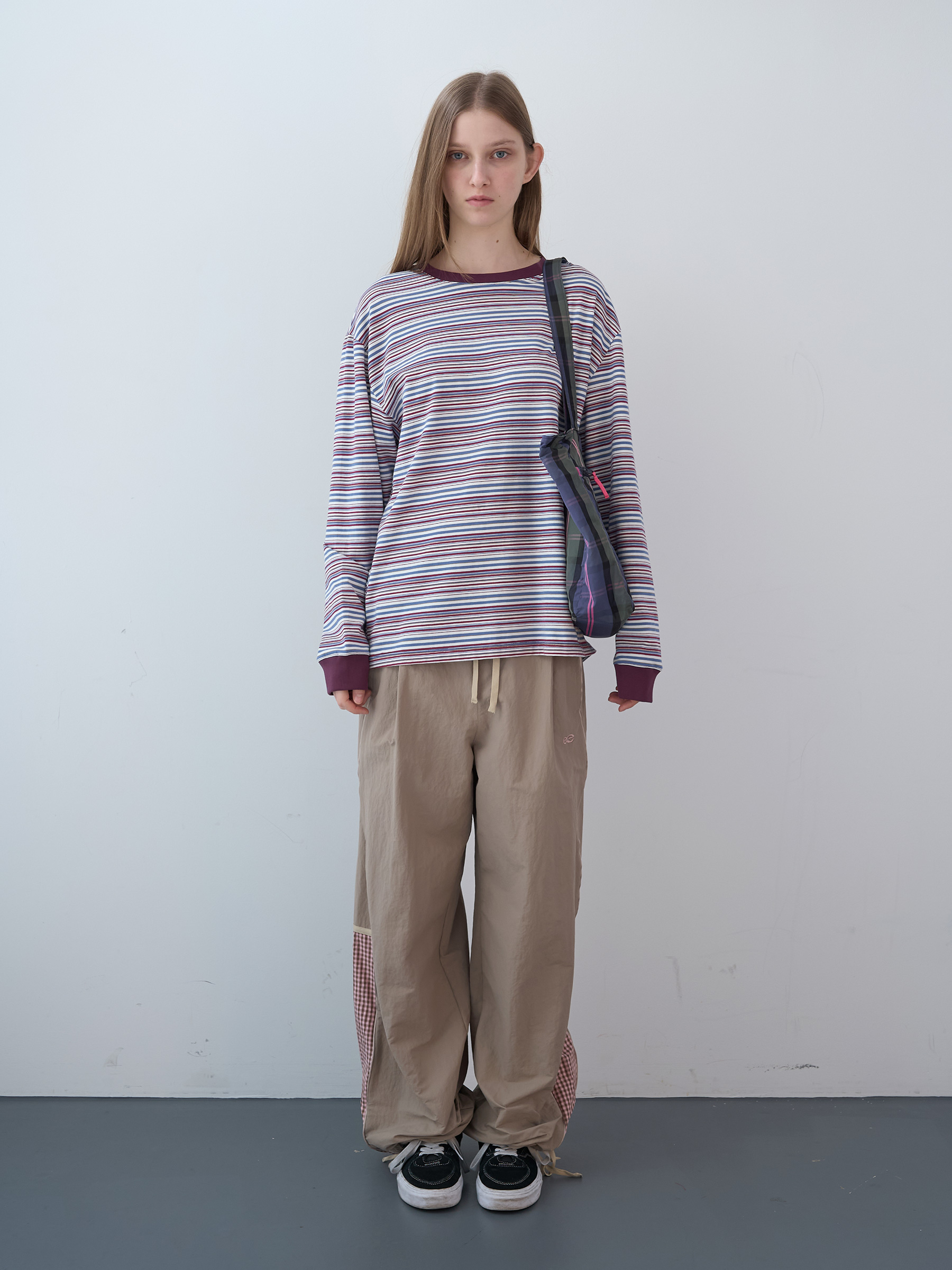 Checked Block Track Pants (Beige)