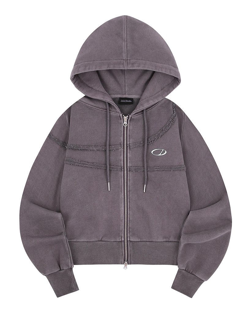 Pigment Cut-Off Hoodie Zip-Up - purple