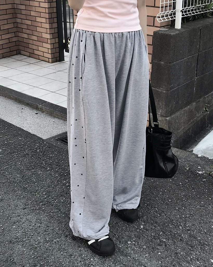 サイドドットワイドスウェットパンツ