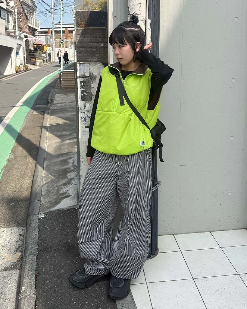 (ユニセックス)ワイドストライプデニムパンツ