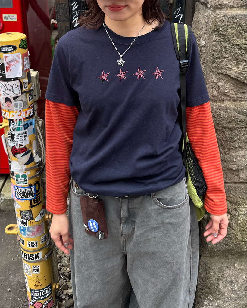 ボーダースリーブレイヤードTシャツ