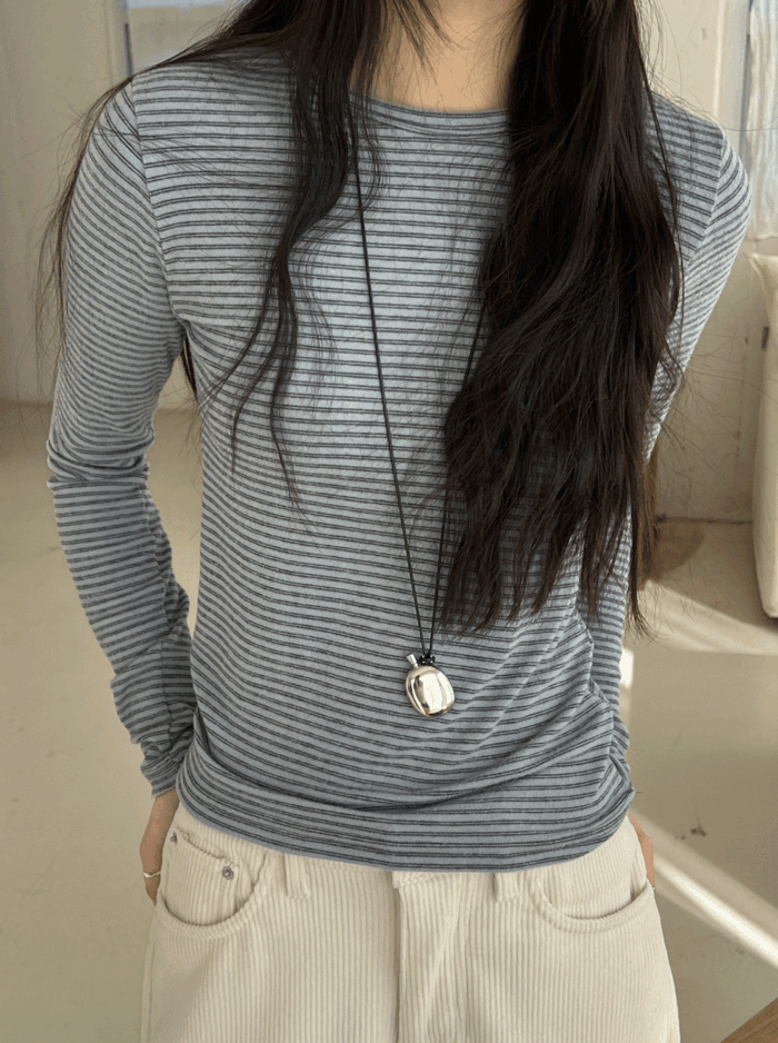 裏起毛ボーダーTシャツ