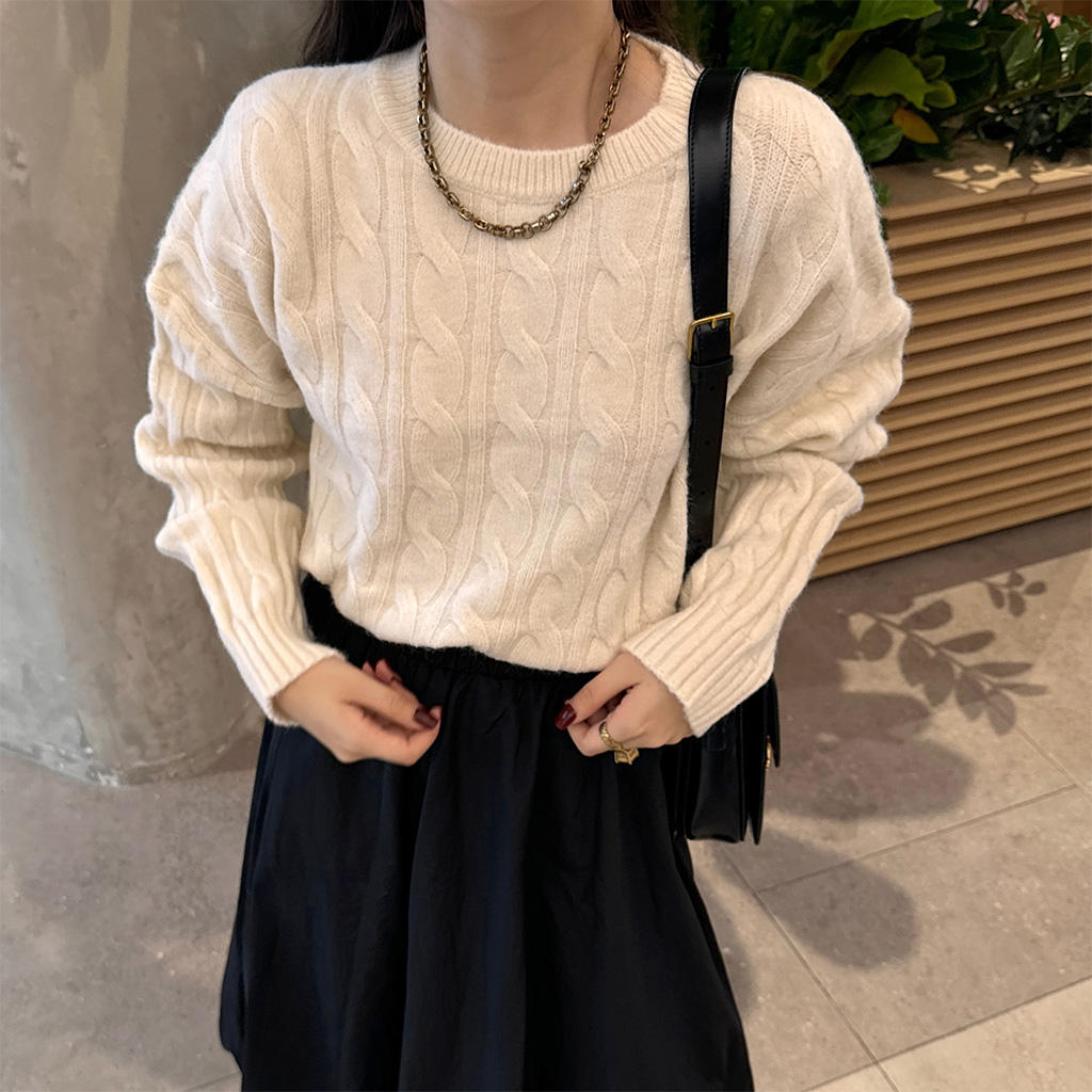 ラウンドケーブルテクスチャニット