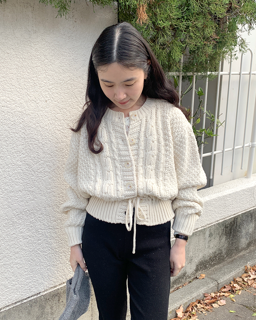 クロップドドロストツイストニットカーディガン