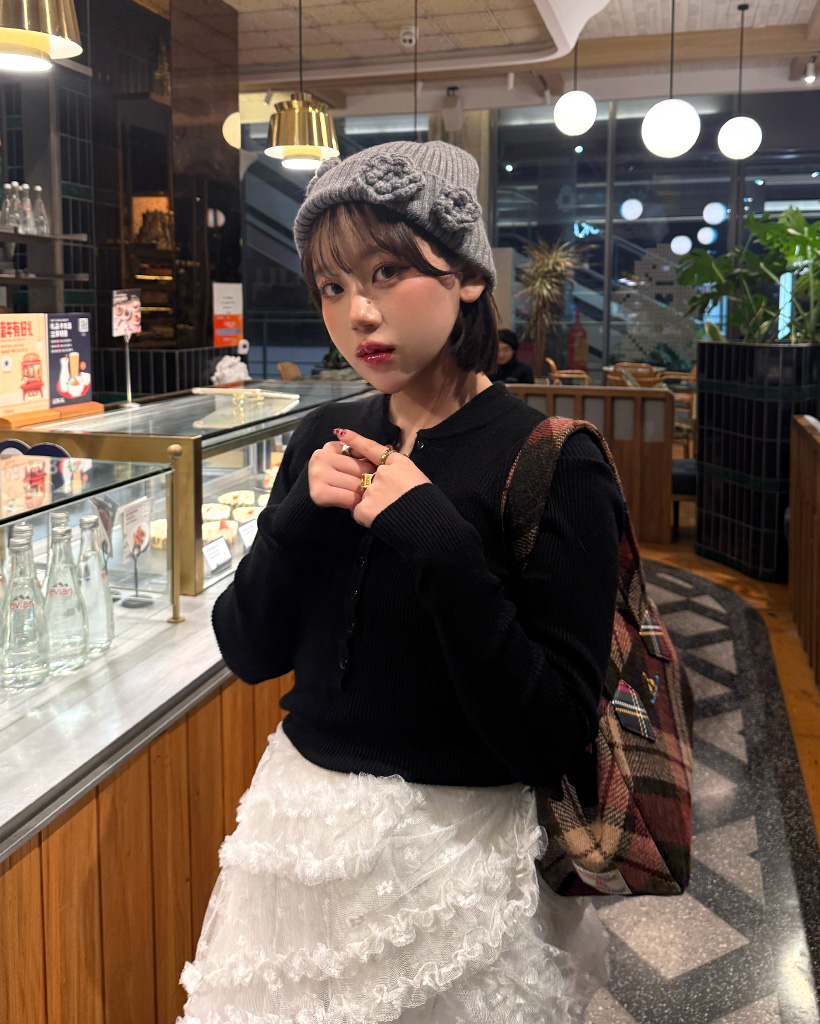 フラワー ニット帽