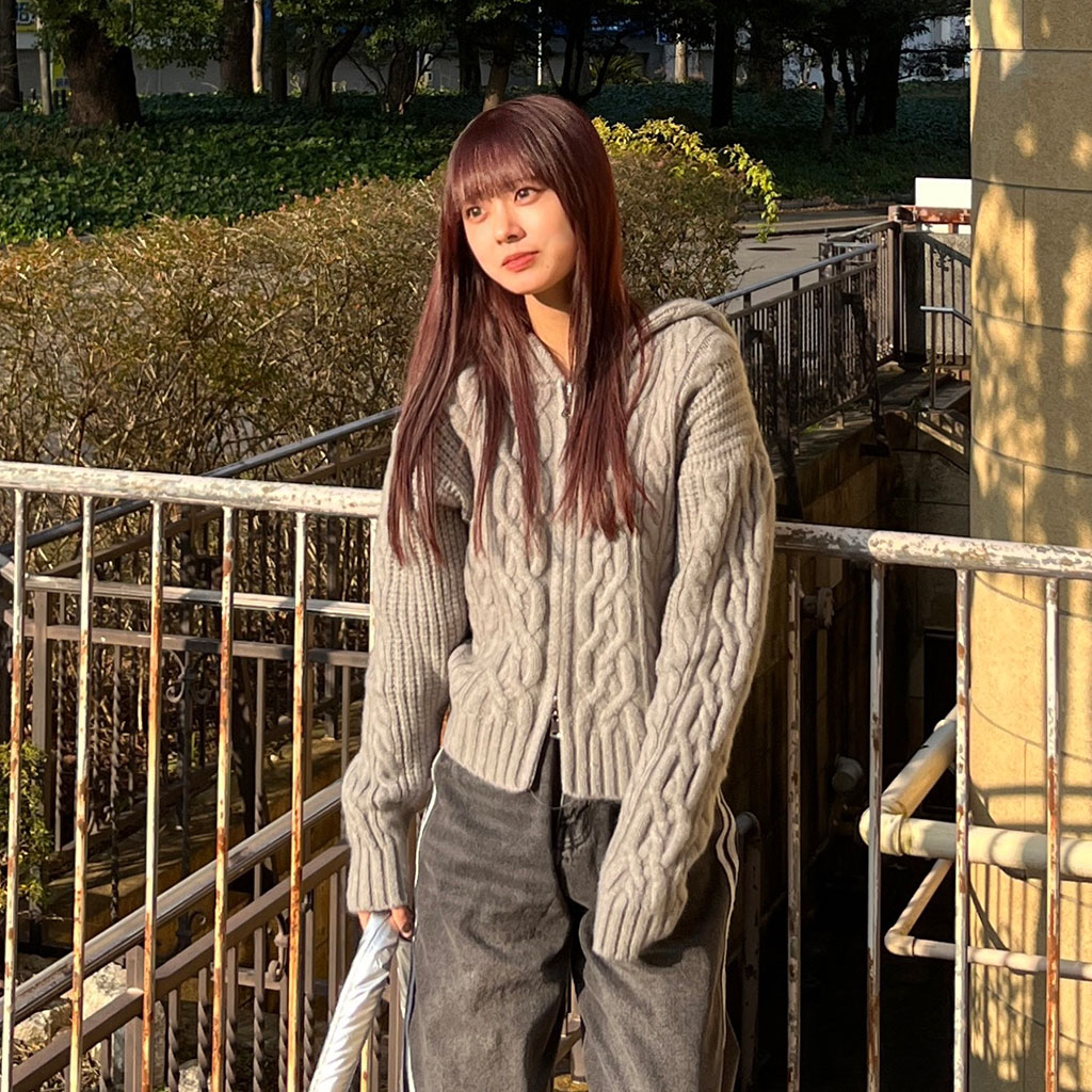 ケーブルニットフードジップアップ | ファッション通販サイト NUGU