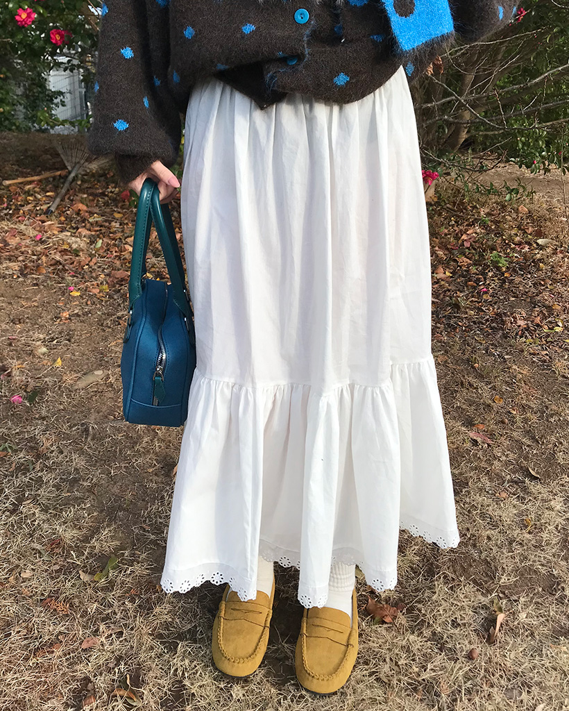 レースフリルロングスカート