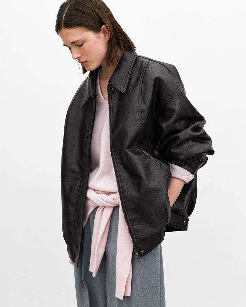 JP-588)OVERFIT LEATHER SNAP BUTTON BLOUSON | ファッション