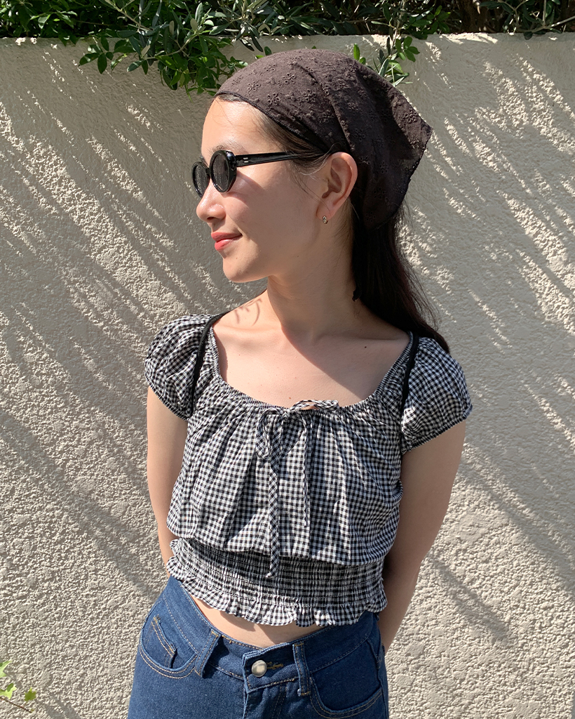 リネンパンチングレーススカーフ