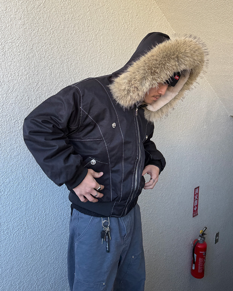 ファーフード中綿ショートブルゾン