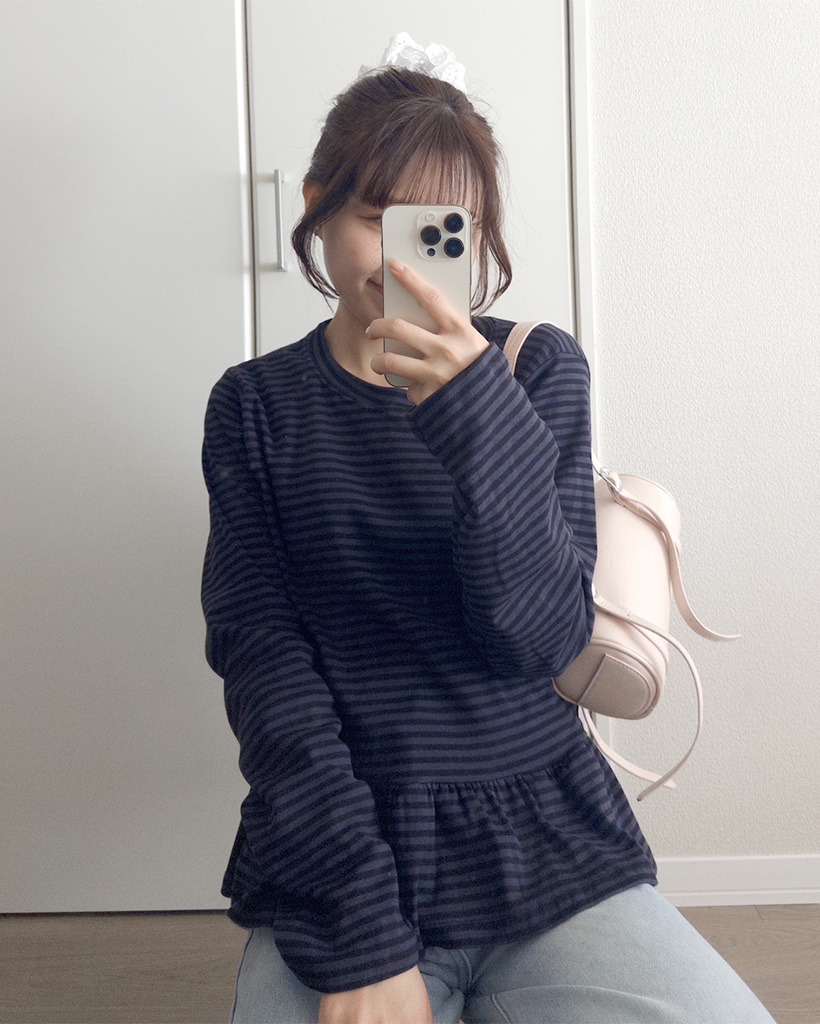 ウエストフリルボーダーTシャツ
