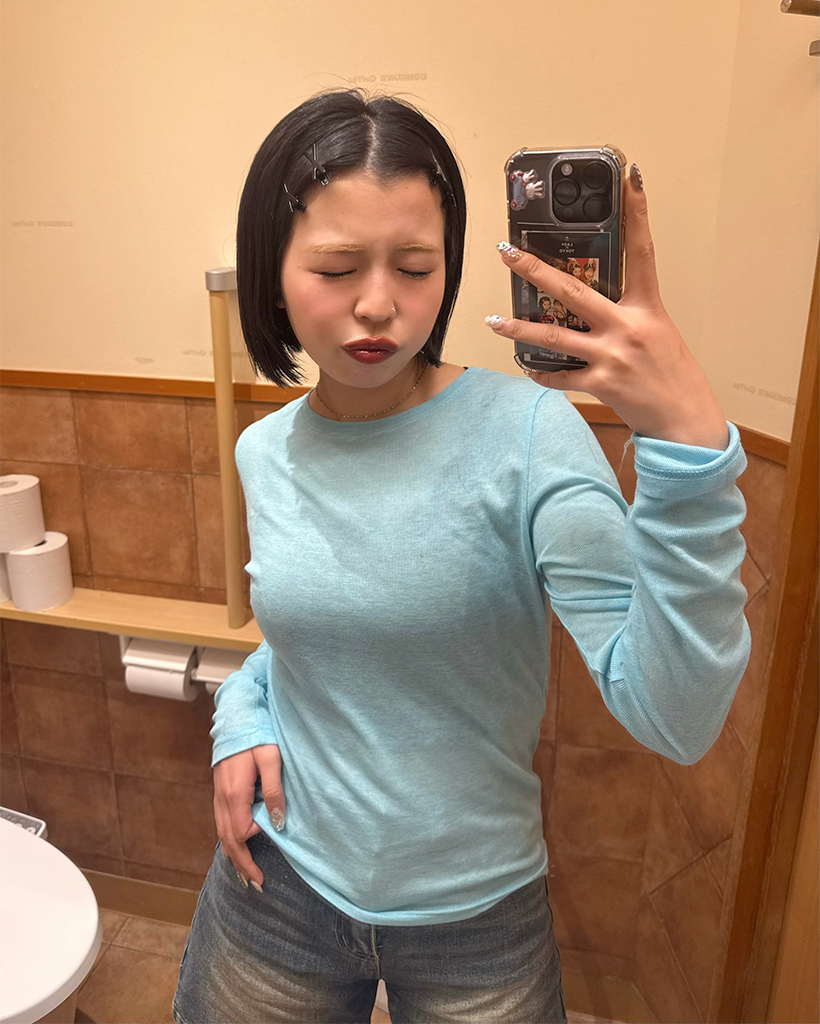 テンセルリブロングスリーブTシャツ