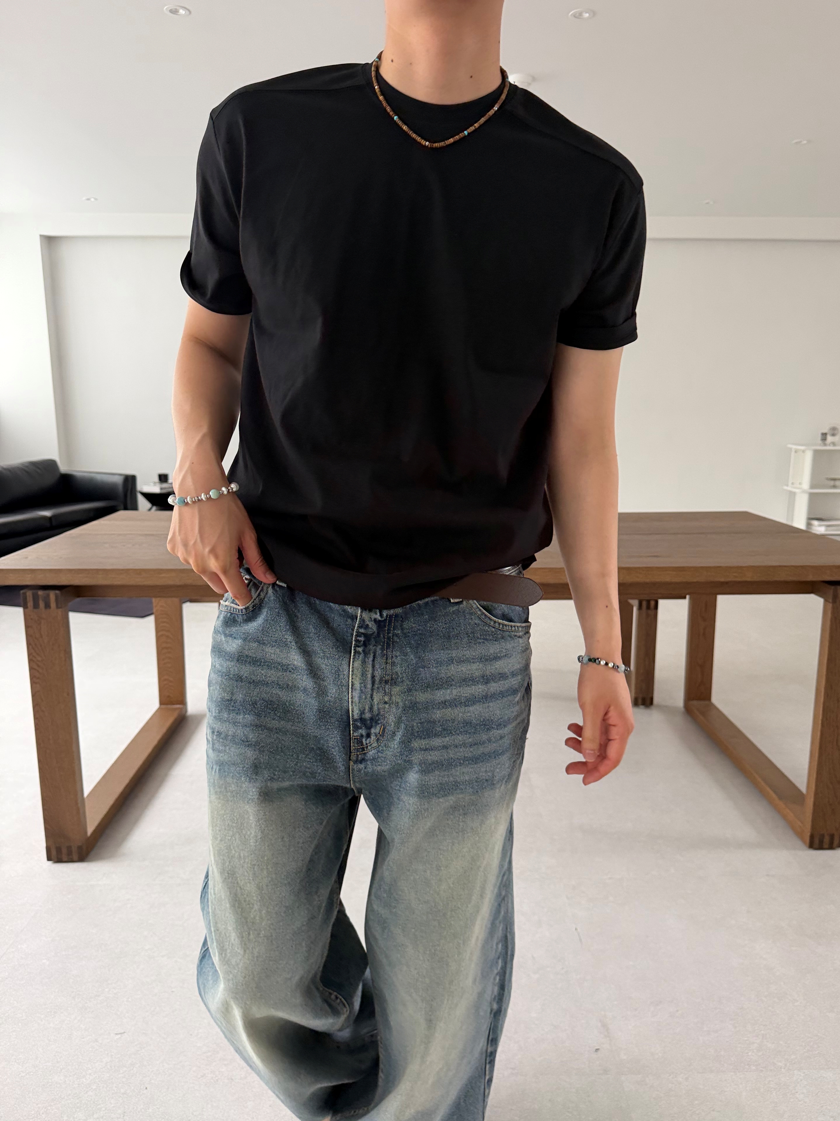 ワンショルダー半袖Tシャツ