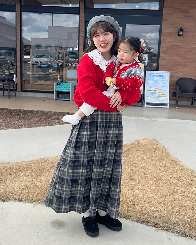 ウィンターチェックロングプリーツスカート