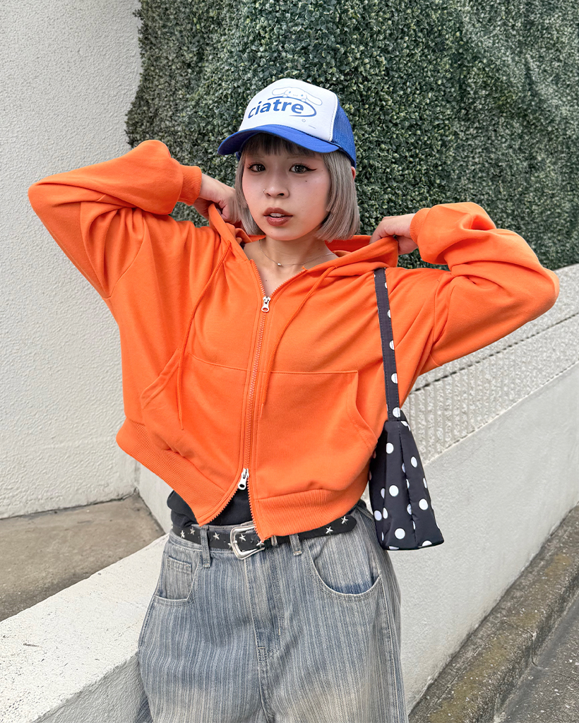 ツーウェイカラフルフードジップアップ