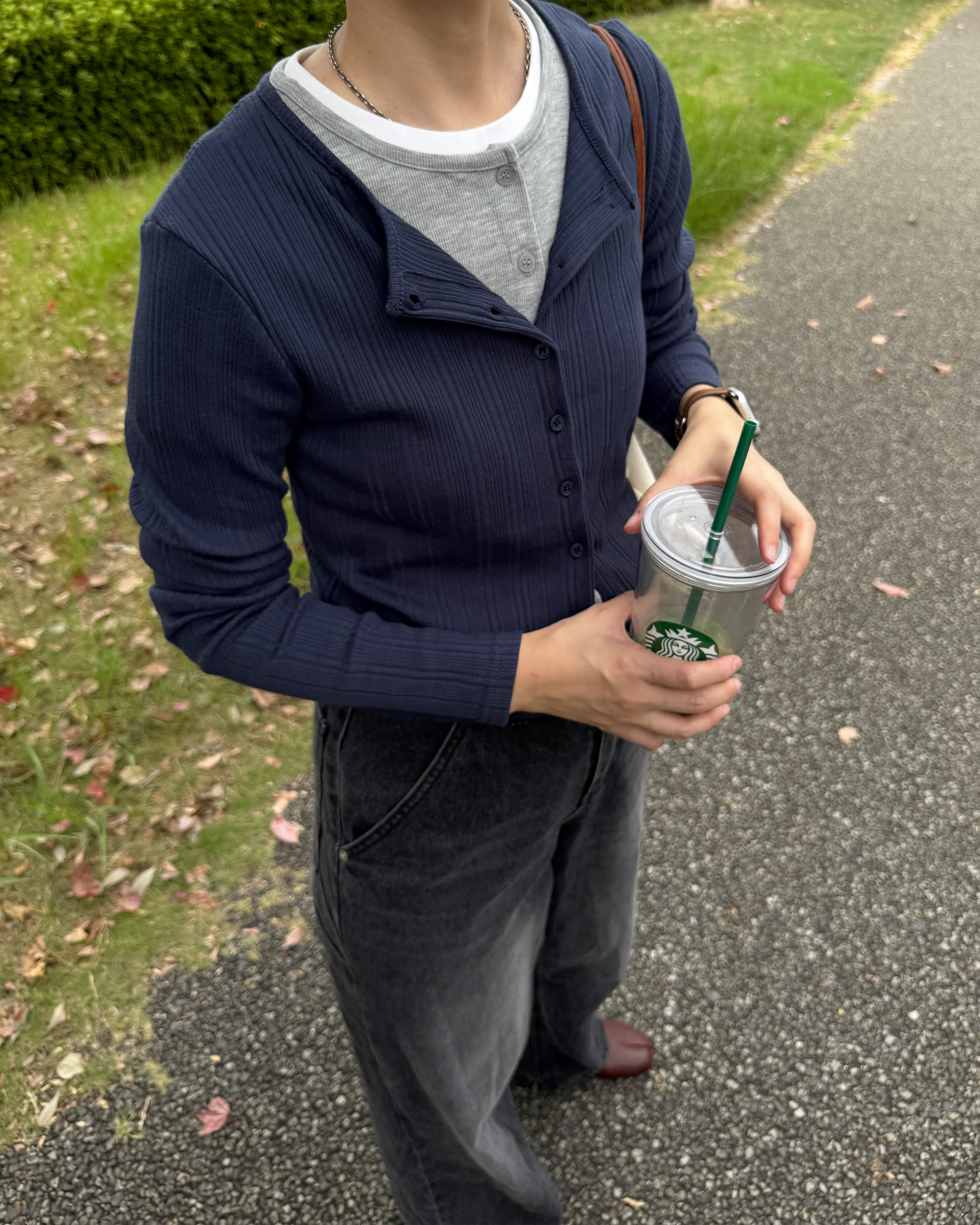 レイヤードリブカーディガン